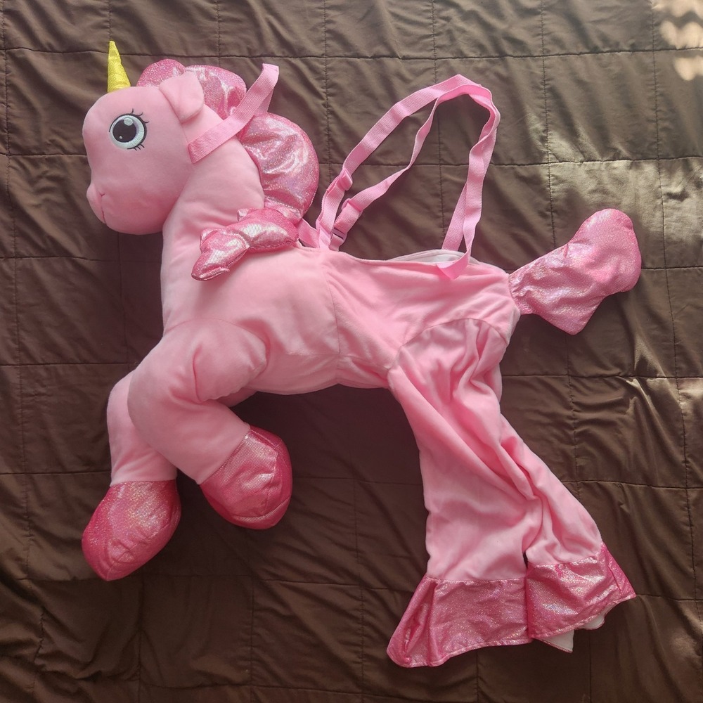 pink plush unicorn "ride-on" style Halloween Dress up costume Size 3T - 4T